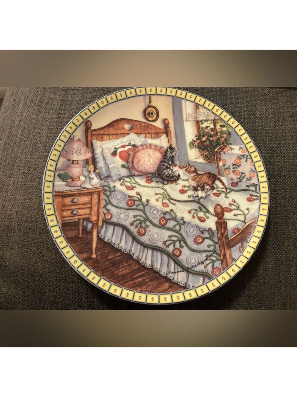 VINTAGE 1991 Knowles Collectible Plate "A Sunny Spot" COZY COUNTRY CORNERS Cats